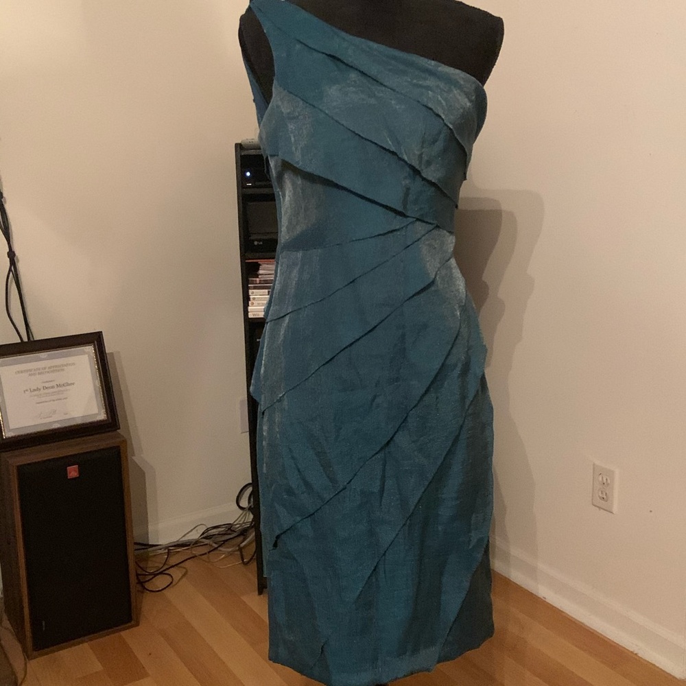 Blue one shoulder dress